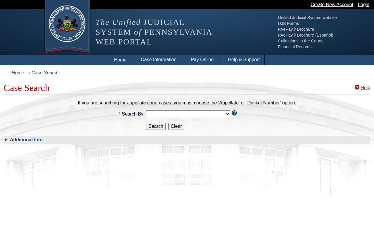 Sullivan County court-record lookup source at Pennsylvania UJS Case Search